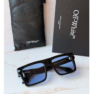 NEW Off White Lawton OERI09 Black Blue Sunglasses